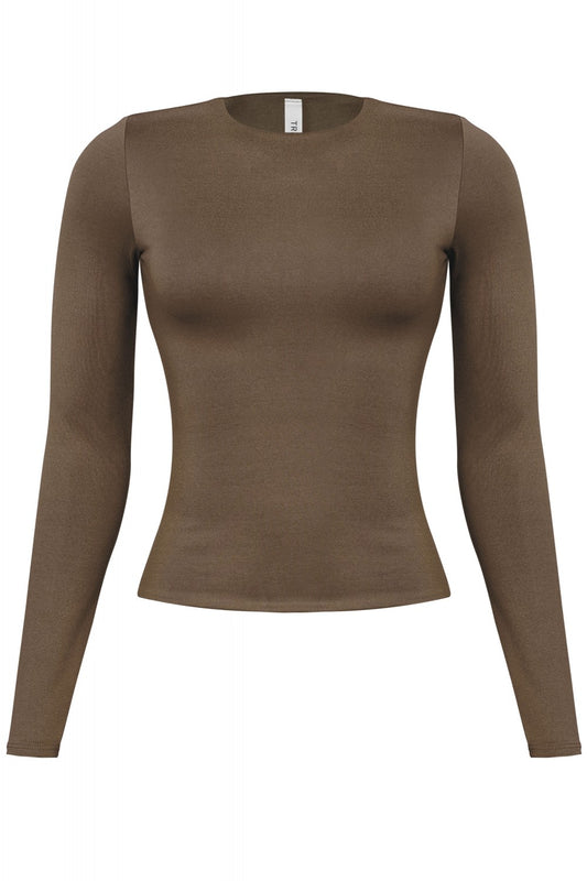 Ella Long Sleeve Top (Brown)