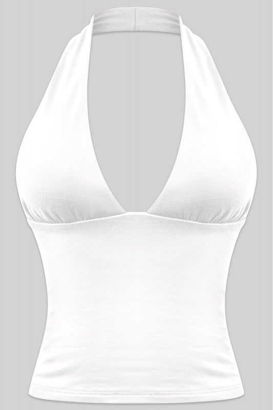 Elena Halter Top (White)