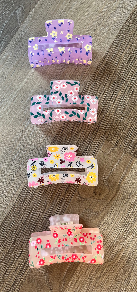 Floral Days Rectangle Claw Clips